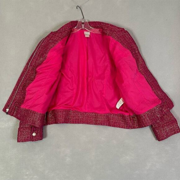 Chico's Jacket Women Size 12/14 Tweed Full Zip Glam Buttons Pockets Classic - Picture 14 of 16